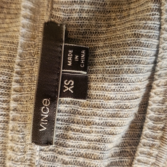 𝅺vince Gold Speckled Long Sleeve Semi Sheer Knit Ribbed Sweater - Picture 7 of 10